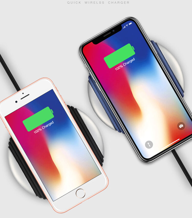 Vezeték nélküli QI töltő csúszásgátló felülettel Apple iPhone - kék / ezüst