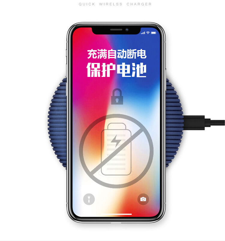 Vezeték nélküli QI töltő csúszásgátló felülettel Apple iPhone - kék / ezüst