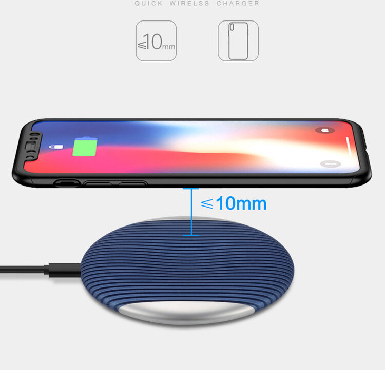 Vezeték nélküli QI töltő csúszásgátló felülettel Apple iPhone - kék / ezüst