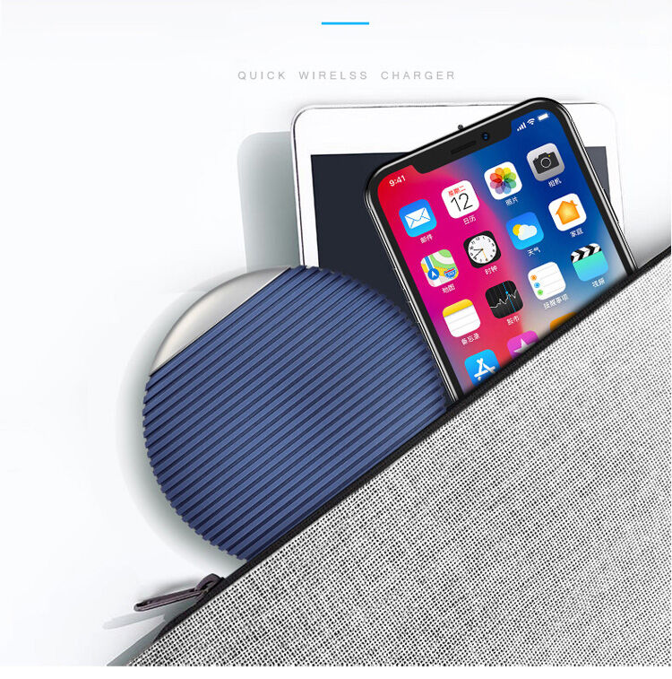 Vezeték nélküli QI töltő csúszásgátló felülettel Apple iPhone - kék / ezüst