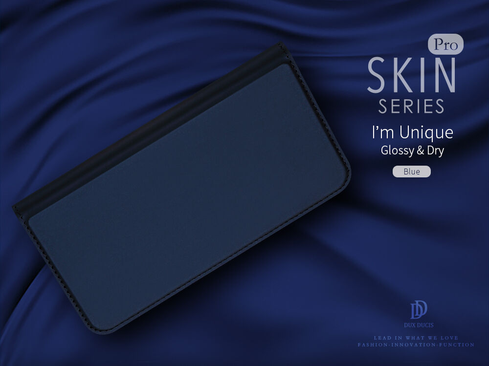 DUX DUCIS tok állvánnyal és okmánytartó zsebbel Apple iPhone XS / iPhone X készülékhez- sötétkék