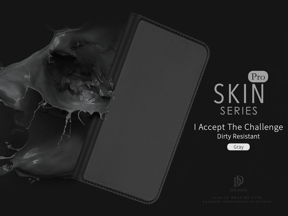 DUX DUCIS tok állvánnyal és okmánytartó zsebbel Apple iPhone XS / iPhone X készülékhez- sötétkék