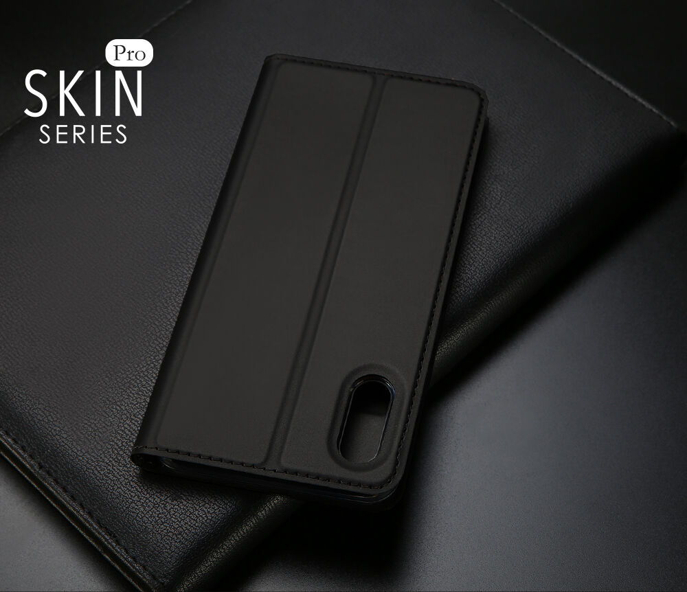 DUX DUCIS tok állvánnyal és okmánytartó zsebbel Apple iPhone XS / iPhone X készülékhez- sötétkék