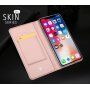 DUX DUCIS tok állvánnyal és okmánytartó rekeszekkel Apple iPhone XS / iPhone X készülékre - rózsaszín-arany