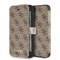 Guess flip cover műbőr borító logóval - iPhone SE (2020/2022) / 8 / 7 - barna