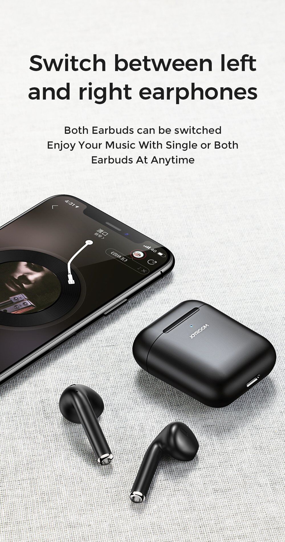 Vezeték nélküli fülhallgató vezeték nélküli töltéssel - Apple készülék - fekete