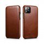 Icarer bőr flip cover borító - iPhone 11 Pro - kakaóbarna