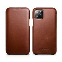 Icarer bőr flip cover borító - iPhone 11 Pro Max - kakaóbarna