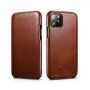 Icarer bőr flip cover borító - iPhone 11 Pro Max - kakaóbarna