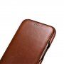 Icarer bőr flip cover borító - iPhone 11 Pro Max - kakaóbarna