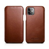 Icarer bőr flip cover borító - iPhone 11 - kakaóbarna