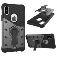 Szuper tartós tok állvánnyal iPhone XS / iPhone X készülékre - fekete