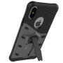 Szuper tartós tok állvánnyal iPhone XS / iPhone X készülékre - fekete