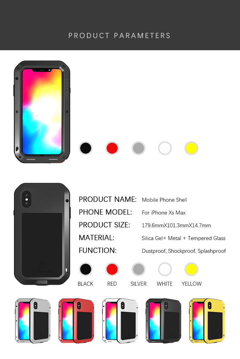 Love Mei szuper tartós ütés- / víz- / por- álló borító - iPhone XS Max - fekete