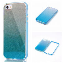 Fényes zselés fedél csillámokkal iPhone 5 / 5S / SE (2016) készülékre - kék