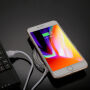 Vezeték nélküli QI töltő gyorstöltéssel és világító jelzővel iPhone készülékekhez - kék