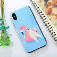 Fedél iPhone XS / iPhone X készülékhez - kék, flamingóval