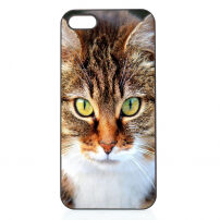 Műanyag fedél alumínium nyomattal iPhone SE (2016) / 5S / 5C / 5 készülékekhez - macska