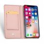 DUX DUCIS tok állvánnyal és okmánytartó rekeszekkel Apple iPhone XS / iPhone X készülékre - rózsaszín-arany