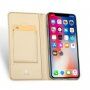 DUX DUCIS tok állvánnyal és okmánytartó rekeszekkel Apple iPhone XS / iPhone X készülékre - arany