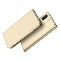 DUX DUCIS tok állvánnyal és okmánytartó rekeszekkel Apple iPhone XS / iPhone X készülékre - arany