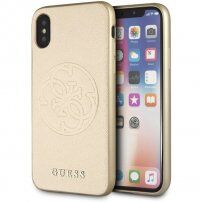 Guess Saffiano tok logóval - iPhone X / XS - arany