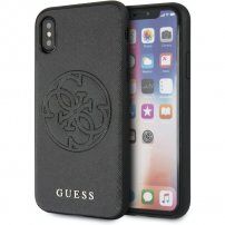Guess Saffiano tok logóval - iPhone X / XS - fekete