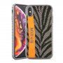 Ipaky stílusos tok textil felülettel - iPhone X / XS - szürke-narancssárga