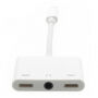 Redukció lightning konektor két jack konektorral és lightning 3,5 mm konektorral iPhone - fehér