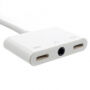 Redukció lightning konektor két jack konektorral és lightning 3,5 mm konektorral iPhone - fehér