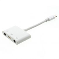 Redukció lightning konektor két 3,5 mm jack konektorral és lightning konektorral Apple iPhone / 8 / 8 Plus / 7 / 7 Plus készülékre