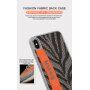 Ipaky stílusos tok textil felülettel - iPhone X / XS - szürke-narancssárga