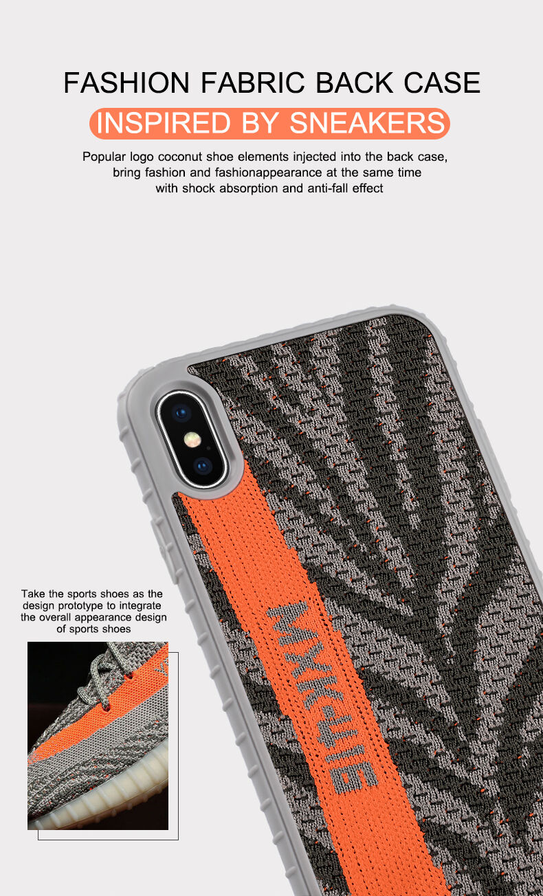 Ipaky stílusos tok textil felülettel - iPhone X / XS - szürke-narancssárga