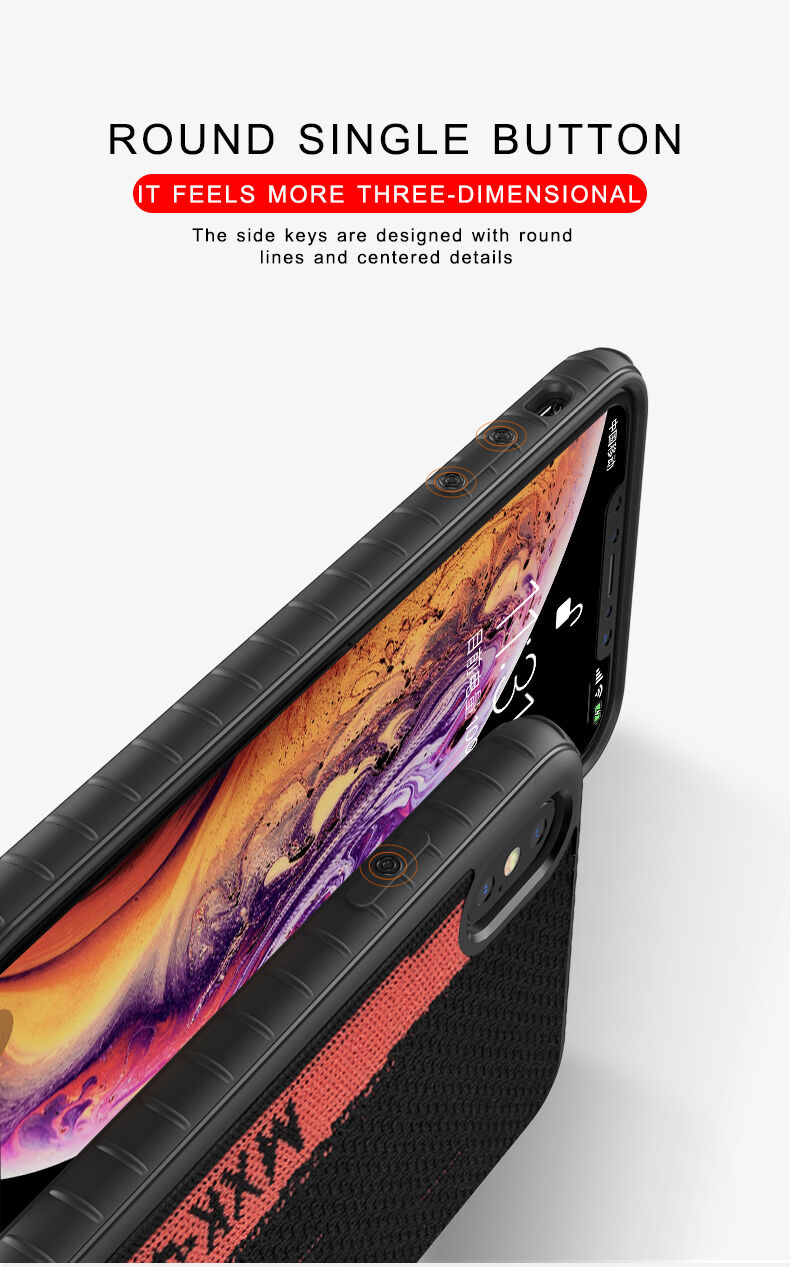 Ipaky stílusos tok textil felülettel - iPhone X / XS - szürke-narancssárga