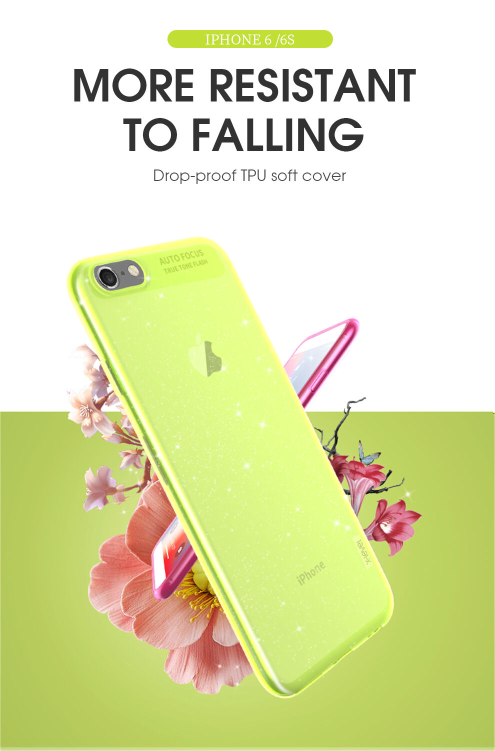 X-Level puha műanyag csillogó tok - iPhone 6 / 6S - fekete