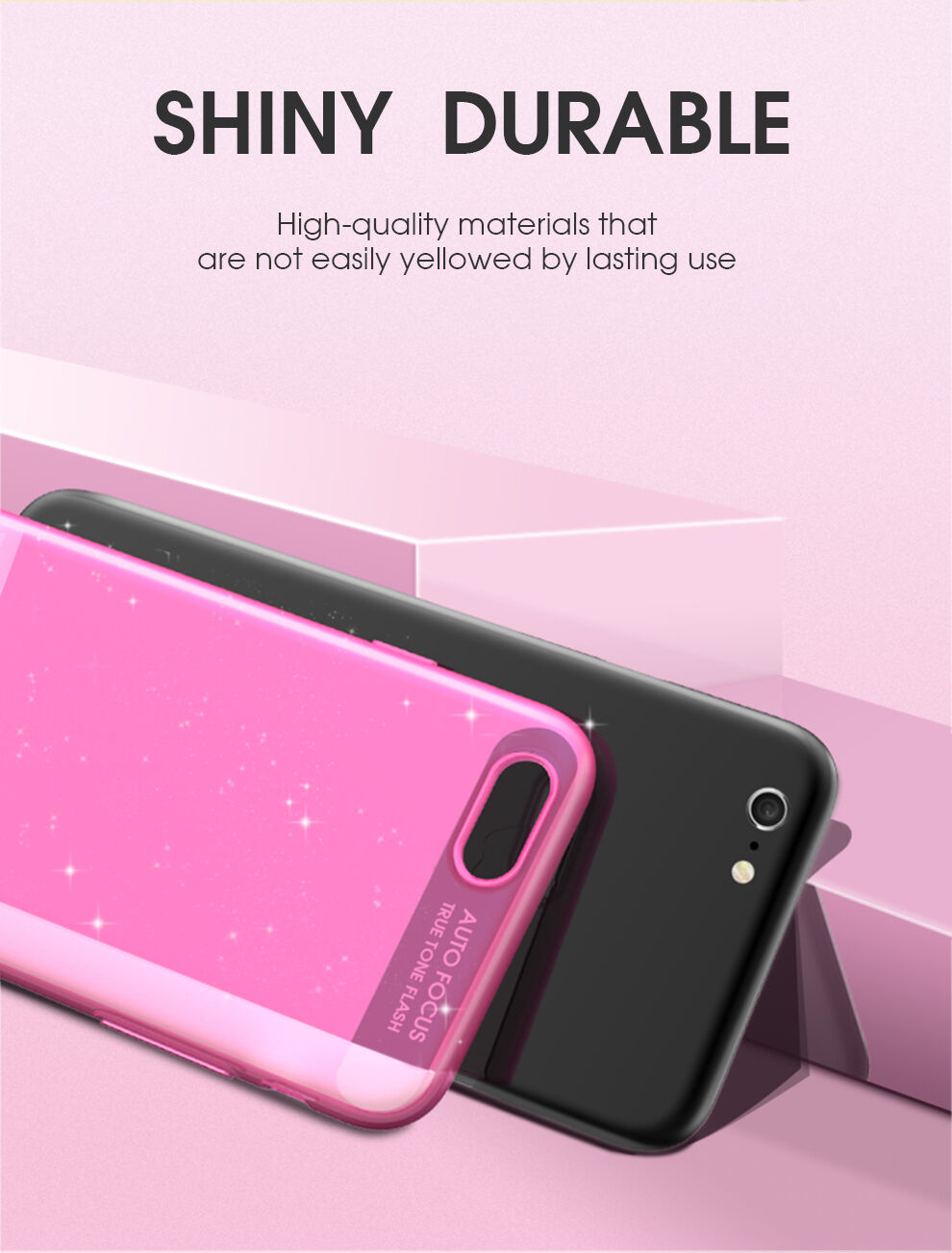 X-Level puha műanyag csillogó tok - iPhone 6 / 6S - fekete