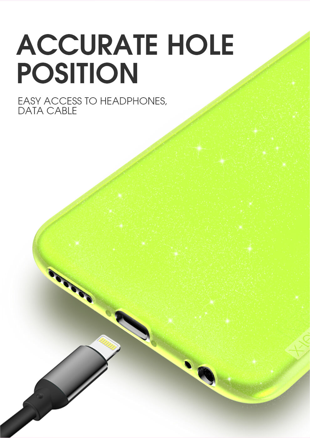 X-Level puha műanyag csillogó tok - iPhone 6 / 6S - fekete