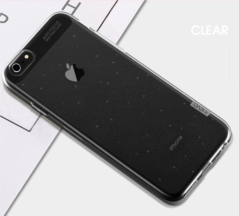 X-Level puha műanyag csillogó tok - iPhone 6 / 6S - fekete