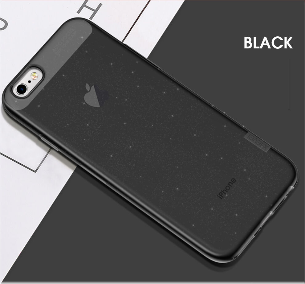 X-Level puha műanyag csillogó tok - iPhone 6 / 6S - fekete