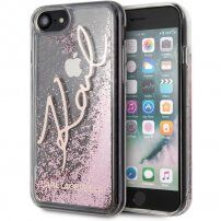 Karl Lagerfeld Signature Glitter tok - iPhone 7 / 8 / SE (2020/2022) - rózsaszín-arany