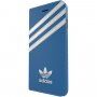 Adidas eredeti flip cover tok logóval és csíkokkal - iPhone 7 / 8 / SE (2020/2022) - kék-fehér