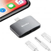BENKS 3v1 redukció Lightning 3,5 mm port és 2x Lightning iPhone / 8 / 8 Plus / 7 / 7 Plus készülékekhez