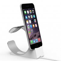 Elegáns alumínium állvány / dokkoló állomás - Apple Watch / iPhone - ezüst