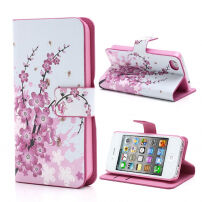 Mágneses tok / állvánnyal és kártya bővítőhellyel - Apple iPhone 4 / 4S - rózsaszín