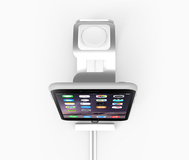 Elegáns alumínium állvány / dokkoló állomás - Apple Watch / iPhone - ezüst