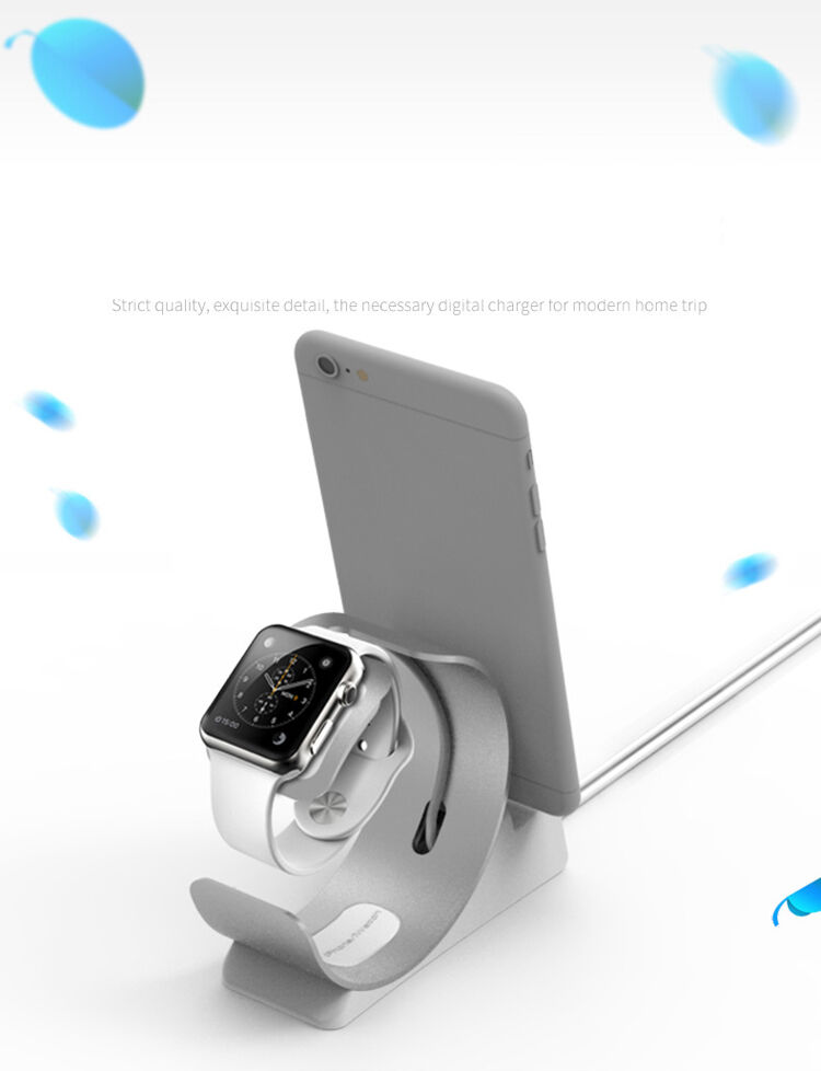 Elegáns alumínium állvány / dokkoló állomás - Apple Watch / iPhone - ezüst