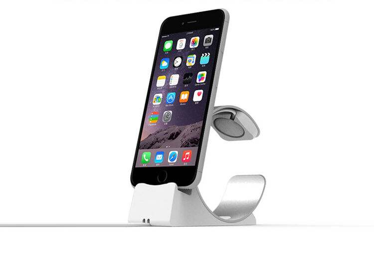 Elegáns alumínium állvány / dokkoló állomás - Apple Watch / iPhone - ezüst