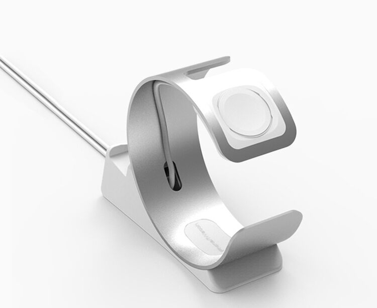 Elegáns alumínium állvány / dokkoló állomás - Apple Watch / iPhone - ezüst