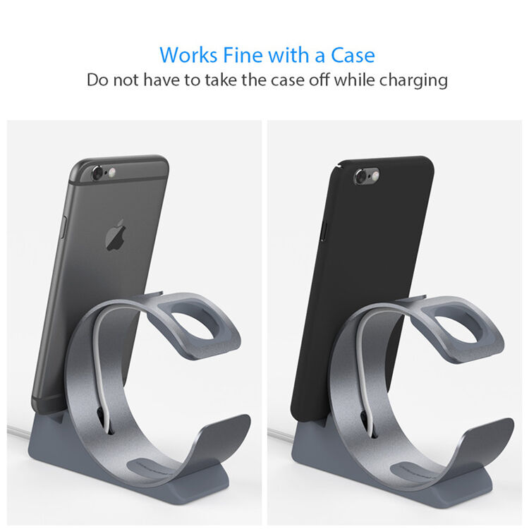 Elegáns alumínium állvány / dokkoló állomás - Apple Watch / iPhone - ezüst