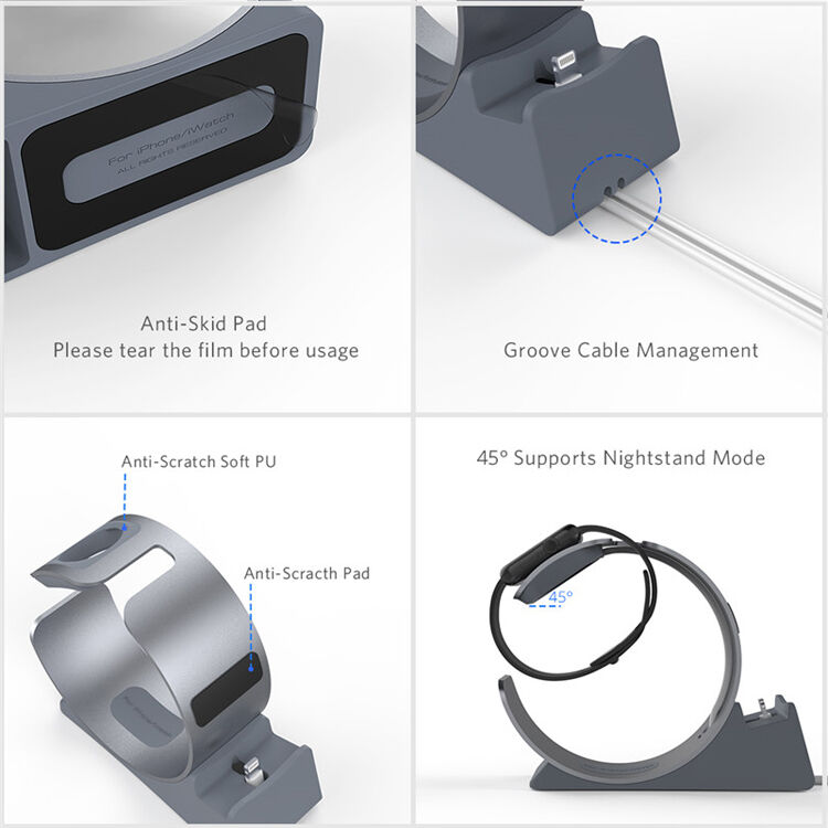 Elegáns alumínium állvány / dokkoló állomás - Apple Watch / iPhone - ezüst